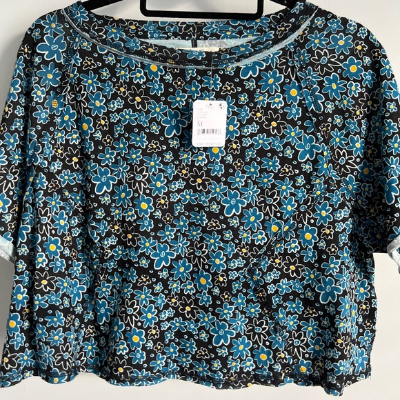 🚨🆕FINAL PRICE🚨 FREE PEOPLE Sammie Stripe Crop Cotton Raglan Tee-Black Combo - Picture 7 of 8